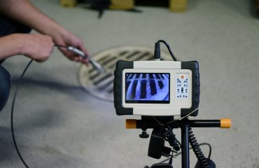 Man start using sewer inspection camera.
